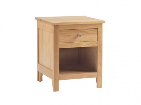 Oak Bedroom range 1 drawer open bedside