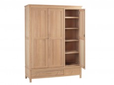 Oak Bedroom range triple wardrobe with drawers